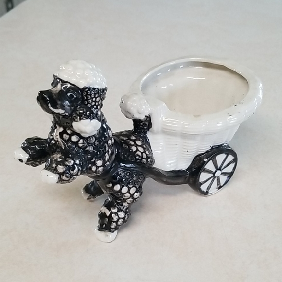 Vintage Japan Handpainted Poodle with Cart Planter